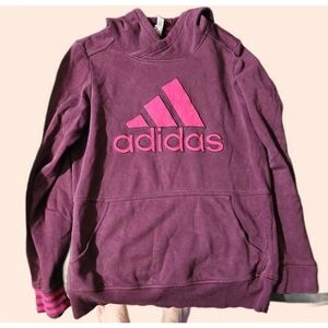 Adidas Maroon Hoodie with Pink Accents